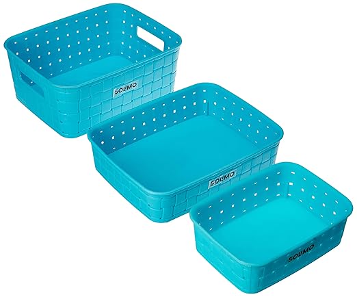 Amazon Brand - Solimo Fruit Basket Set (3 pieces, Blue)