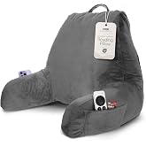 Nestl Reading Pillow for Bed, Back Pillow for Sitting Up in Bed, Dark Grey | 18&rdquo; Backrest Pillow with Arms, Adjustable Support, Shredded Memory Foam Fill, OEKO-TEX, College Dorm Essentials for Adults