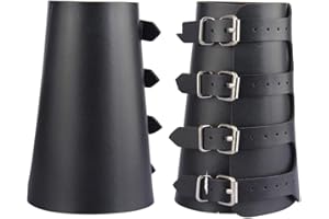 AZORA Leather Gauntlet Wristband Medieval Bracers Wrist Band Buckle Wide Bracer Arm Armor Cuff 2 Pcs