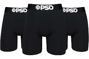 PSD Underwear Mens Boxer Briefs - Solid Basics, Standard Length Pack & Singles, Soft & Breathable Boxer Briefs for Men