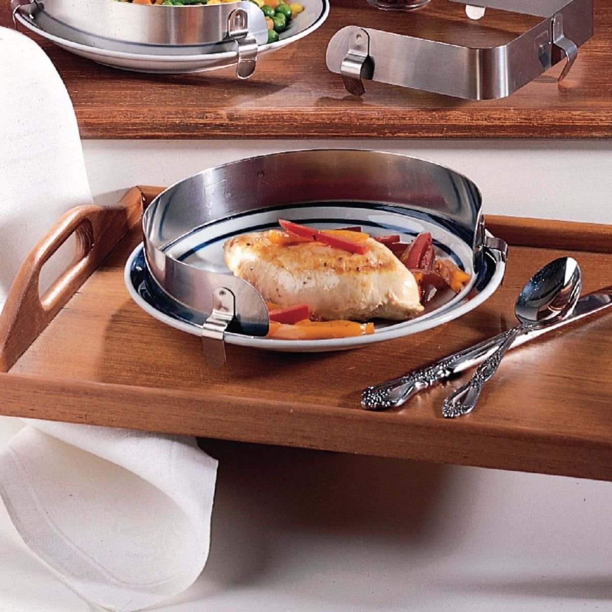 Sammons Preston Large Stainless Steel Food Guard for 9" - 11" Plates, Secure Food Spill Protection for Independent Eating, Easy to Clean and Dishwasher Safe Plate Protector: Industrial & Scientific