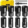Topec Bolt Extractor Set, 10 Piece Lug Nut Remover Socket Tool, 1/2" Drive Impact Wheel Lock Removal Kit for Removing Damaged, Dead, Rusted, Rounded-Off Bolts, Lug Nuts & Screws