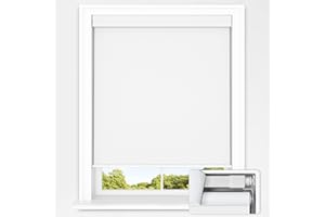 UNISHADES No Drill Roller Shades for Indoor Windows 100% Blackout Cordless Blinds for Home, for Window Size 35.5” W × 72" H White