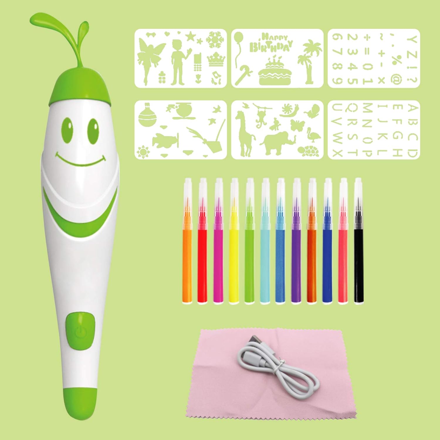 Gemgucar Watercolor Pen Set Electric Airbrush Spray Art Pen Coloured Markers for kids Painting Pens Water Coloring Drawing Magic Pen Educational Toy Gift: Office Products