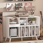 LELELINKY Large Record Player Stand, 48''Turntable Stand with Storage, Vinyl Record Holder with Display Area, Record Player T