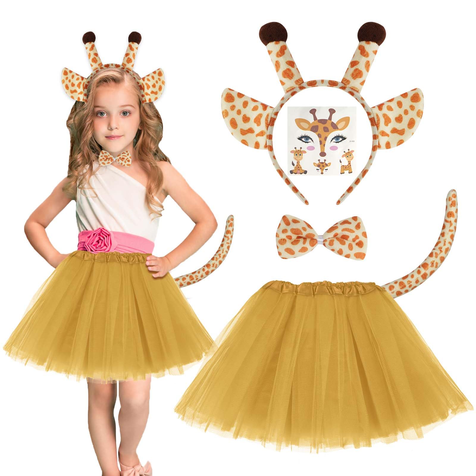 ACWOO Giraffe Costume for Kids, 5 PCS Animal Costume Set with Accessories, Animal Fancy Dress for Kid, Animal Tutu Dress for Kids Girls Carnival Cosplay Christmas Party — image 1