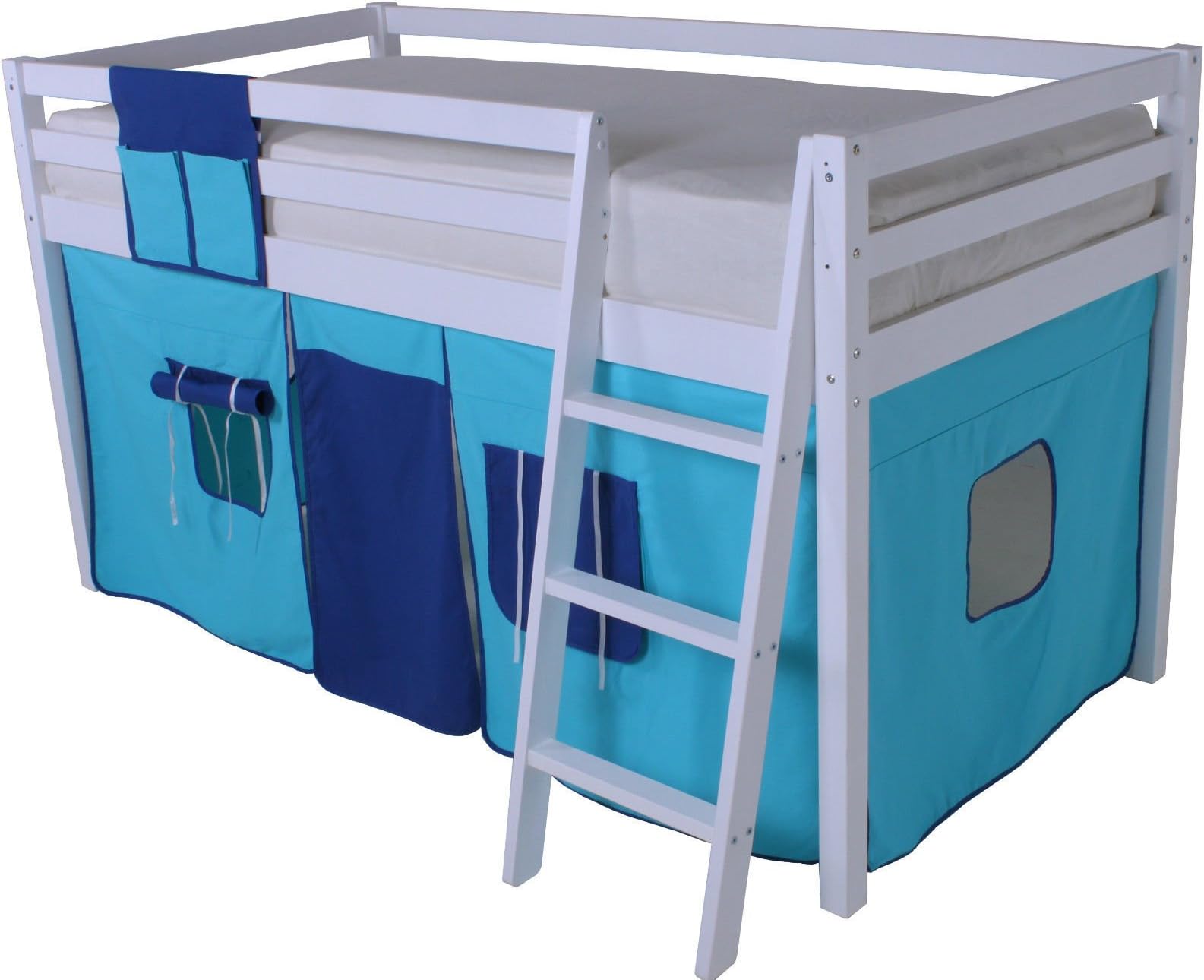 Beddybows CLx1 Cabin Bed Mid Sleeper Loft Bunk Tent - Curtain Only Dark Light Blue