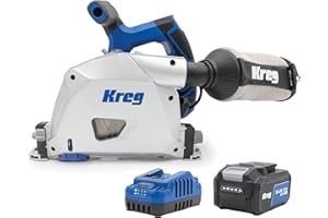 Kreg 20V Ionic Drive 6 1/2" Plunge Cut Track Saw Kit - with 20V Blue Ion Charger & Blue Ion 2Ah Battery Pack - Can Be Paired 