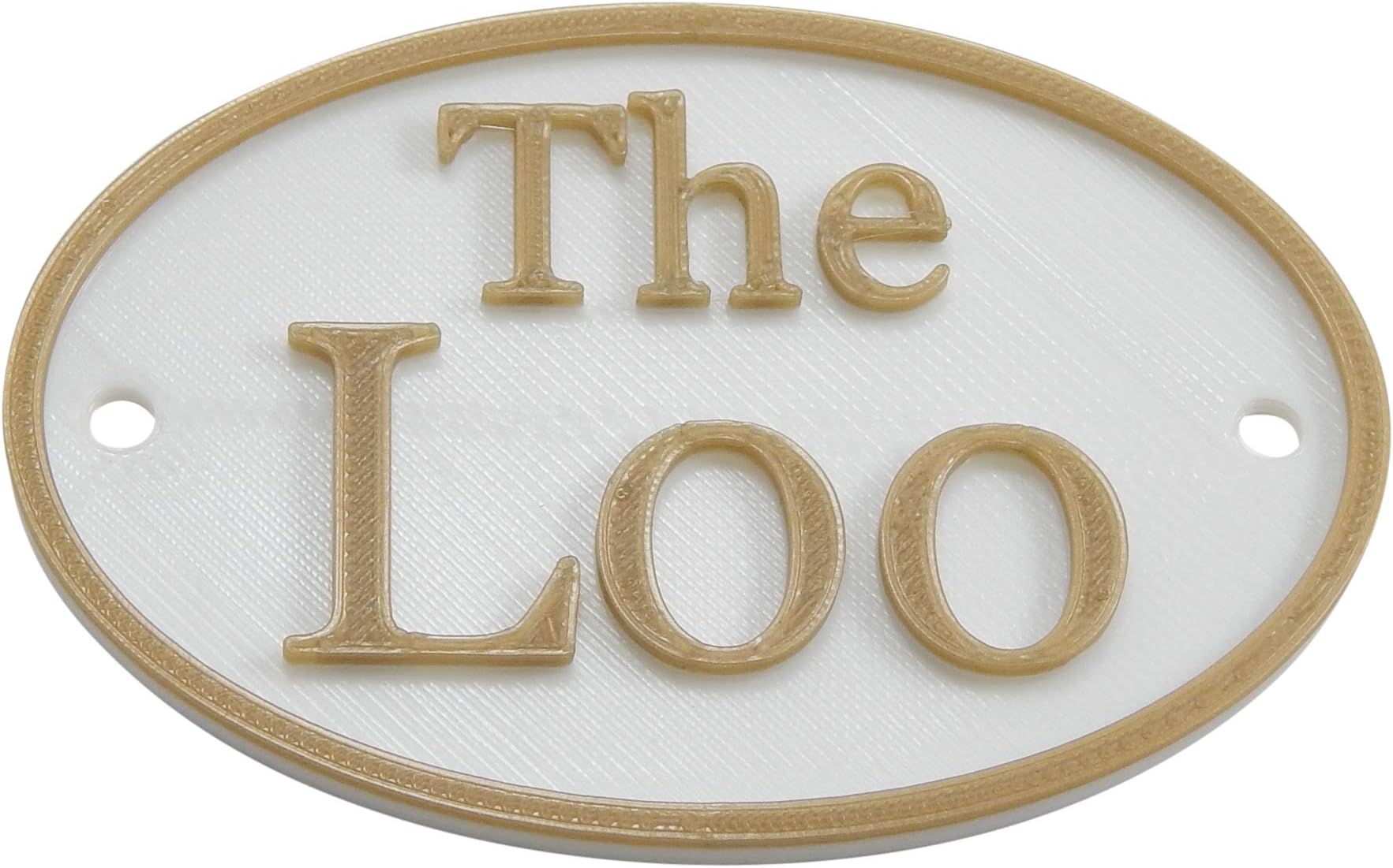French The Loo Shabby Chic Toilet Door Sign Plaque for Restroom Bathroom Water Closet White & Gold