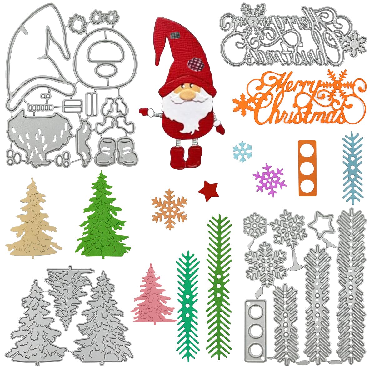 FineGood 4 Pcs Cutting Dies - Christmas Tree Metal Die-Cuts for Album Scrapbooking & Card Decorations