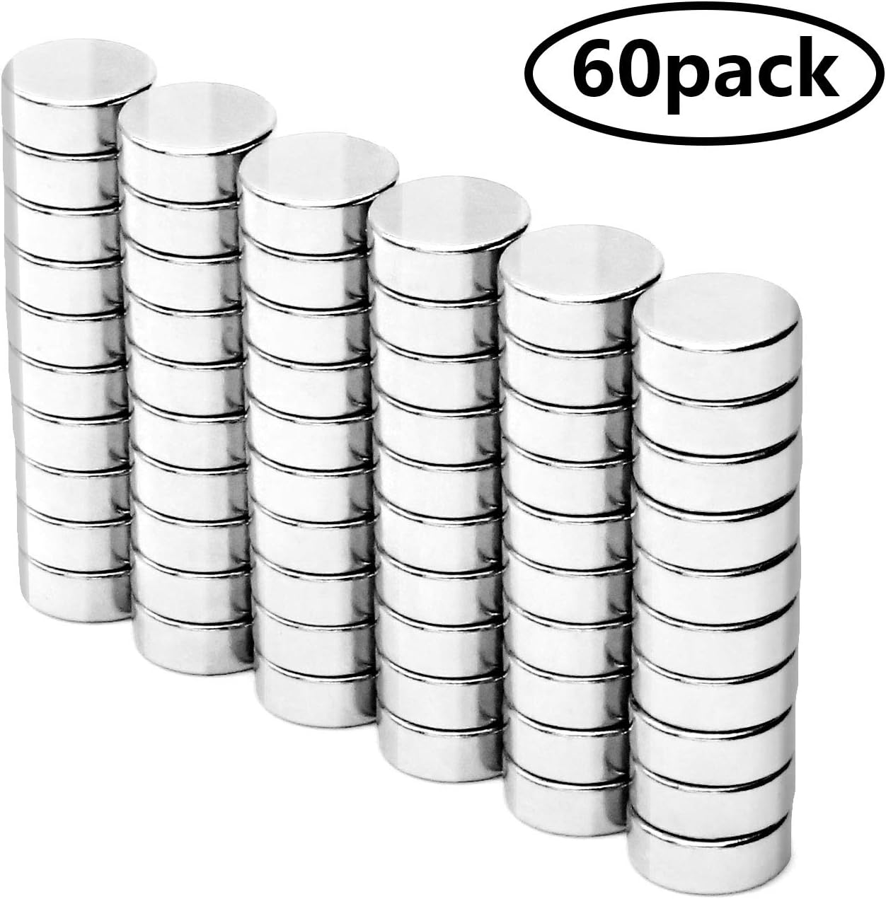 GRESAHOM Round Refrigerator Magnets - Strong 60 Pack Heavy Duty Rare Earth Neodymium Magnets for Fridge, Tools Organization, Hanging, Home, DIY, Kitchen (8x3mm)