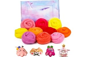 Nitlak 10 Colors Needle Felting Wool, 5.3oz Roving Wool, Felting Wool, Soft Wool Felt, Wool Roving for Needle Felting, Colored Roving Wool for Needle Felting Supplies DIY Craft(Summer)