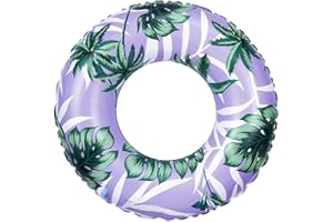 BBPOOL Pool Float for Swimming Pool, Inflatable Swim Tube Floaties for Teens Adults Tropical Leaf Printed Swim Ring Pool Party Decoration