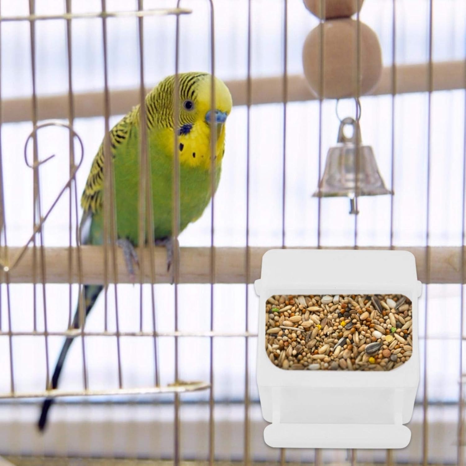 Parrot Food Bowl Bird Feeder, Spillproof Plastic Feeder Starling