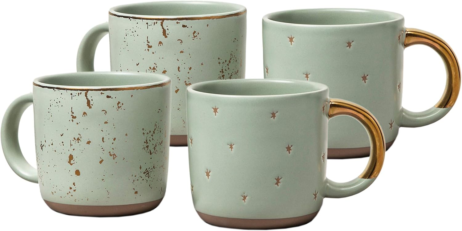 Amazon Com Hearth And Hand Magnolia Stoneware Mini Coffee Mug Speckled Light Green 2 Piece Set 2 Kitchen Dining