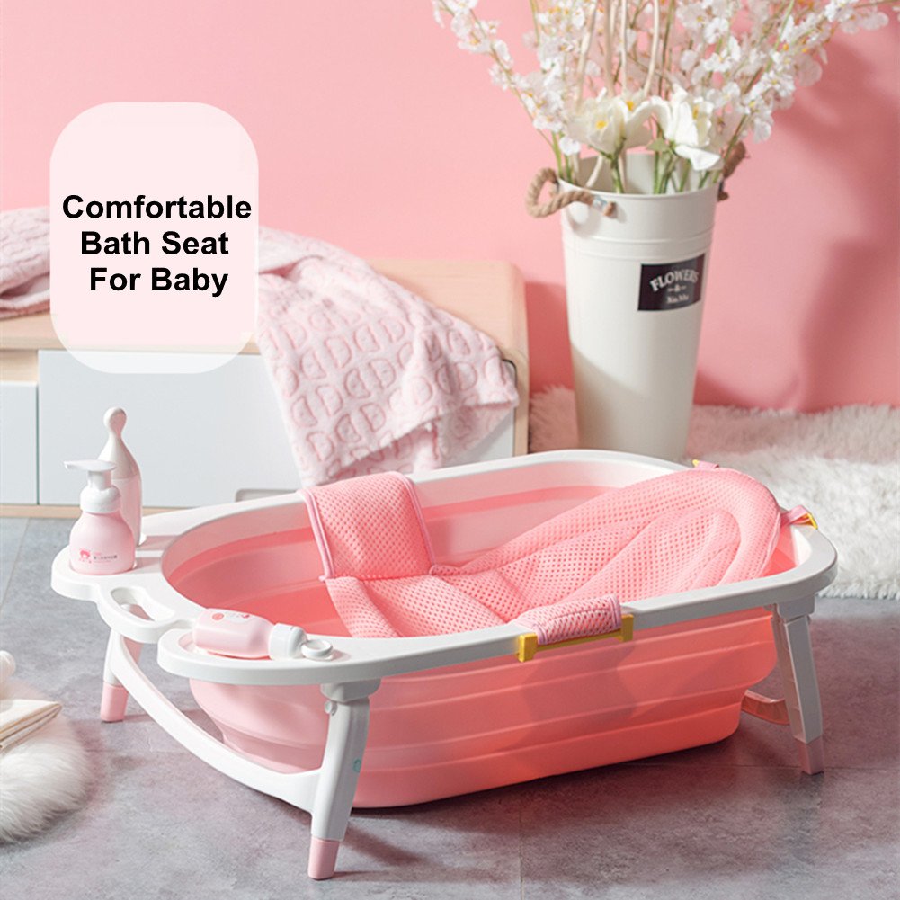 Baby Bath Seat Infant Bathing Seat Support Mat, Adjustable Comfortable Non-Slip Baby Shower Net Bathtub Sit Up Mesh For Newborn (Pink): Home Improvement