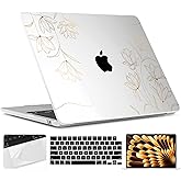 TWOLSKOO for MacBook Air 15 inch Case 2025 2024 2023 Release M4 A3241 M3 A3114 M2 A2941, Plastic Hard Shell & Screen Protector & Keyboard Cover & Trackpad Film, Florals X449