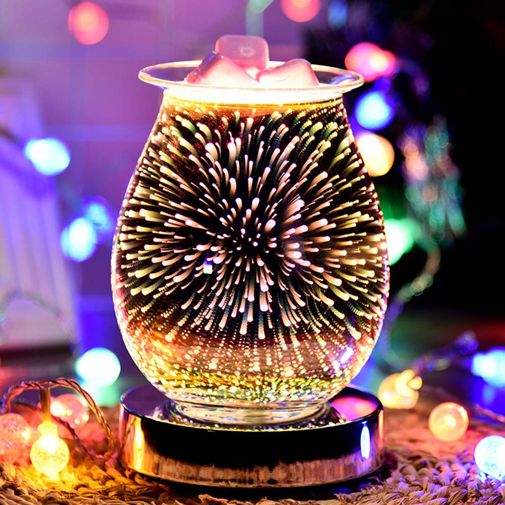 TopHGC Wax Melts Burner Aroma Light, 3D Touch Base Starburst Design Night Light - Plug in Electric Wax Burner for Wax Melts, Oil Burner & Oil Diffuser (Firework)