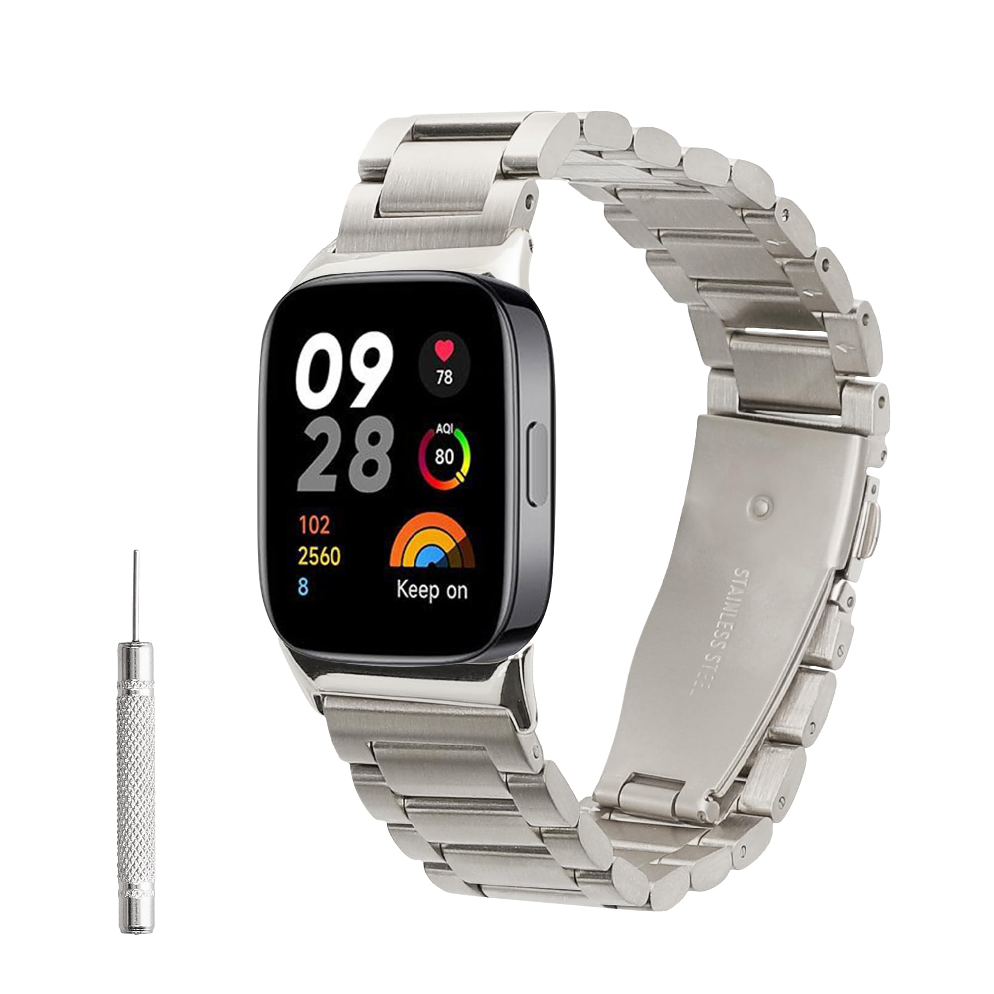 kwmobile Replacement Strap Compatible with Xiaomi Smart Band 8 Pro/Band 9 Pro/Redmi Watch 5 / Redmi Watch 4 Strap - 14-22 cm Stainless Steel Straps - Silver