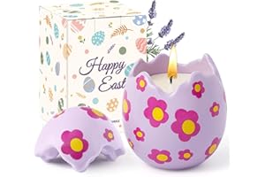 HOMDAILY Lavender Scented Easter Egg Candle, Easter Gifts for Women, Violet Egg Shaped Candle Decorations for Home Indoor Bedroom Firplace Kithchen Decor