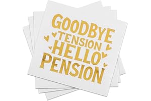 50 Pack Gold and White Retirement Paper Cocktail Napkins,GOODBYE TENSION HELLO PENSION Funny Farewell Celebration Party Suppl