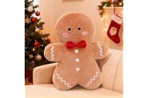 Yefound Gingerbread Plush Pillow Gingerbread Man Pillow Cute Plush Decor Cushion 13.8in Brown