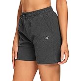 EZRUN Womens Bermuda Shorts Summer Sweat Shorts with Deep Pockets Cotton Shorts for Women Gym Workout