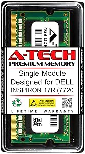 A-Tech 4GB RAM for DELL INSPIRON 17R (7720 | DDR3 1600MHz SODIMM PC3-12800 204-Pin Non-ECC Memory Upgrade Module