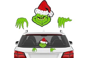 CZLOTYH Christmas Car Decorations, 14.2"Christmas Peeking Car Decals Waterproof PVC Rear Windshield Stickers for Holiday Xmas Car Accessories (Style 2)