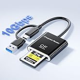 CFExpress Type B Card Reader with USB 3.2 (Gen 2) 10Gbps, USB-C &amp; USB-A 2-in-1 Type B CFexpress Adapter, CF Express Type B Card Reader Compatible with Windows/Mac/Linux/Android(Not for XQD Card)