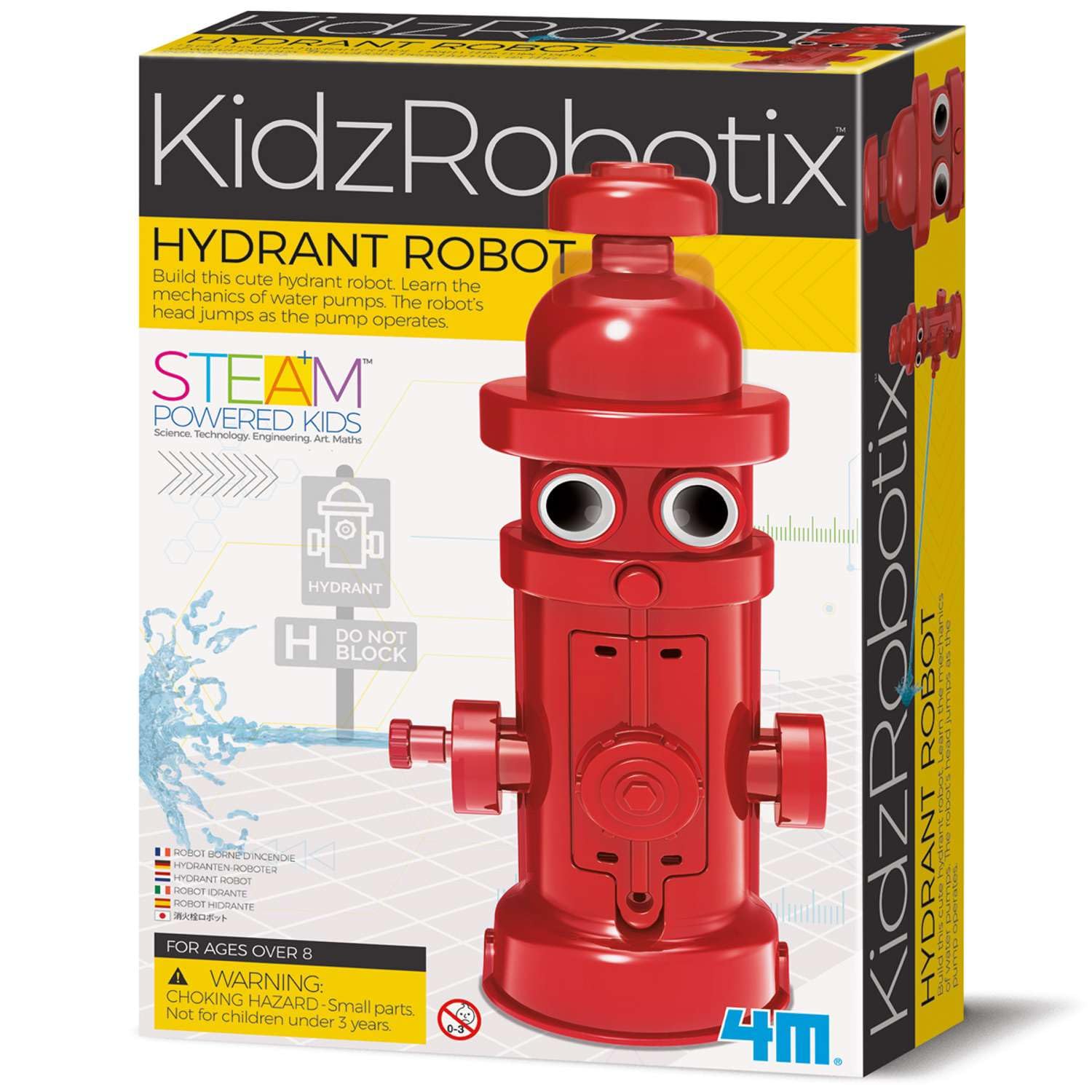 4M KidzRobotix | Hydrant Robot | Build a cute hydrant robot | Learn the mechanics of water pumps | For kids ages 8+