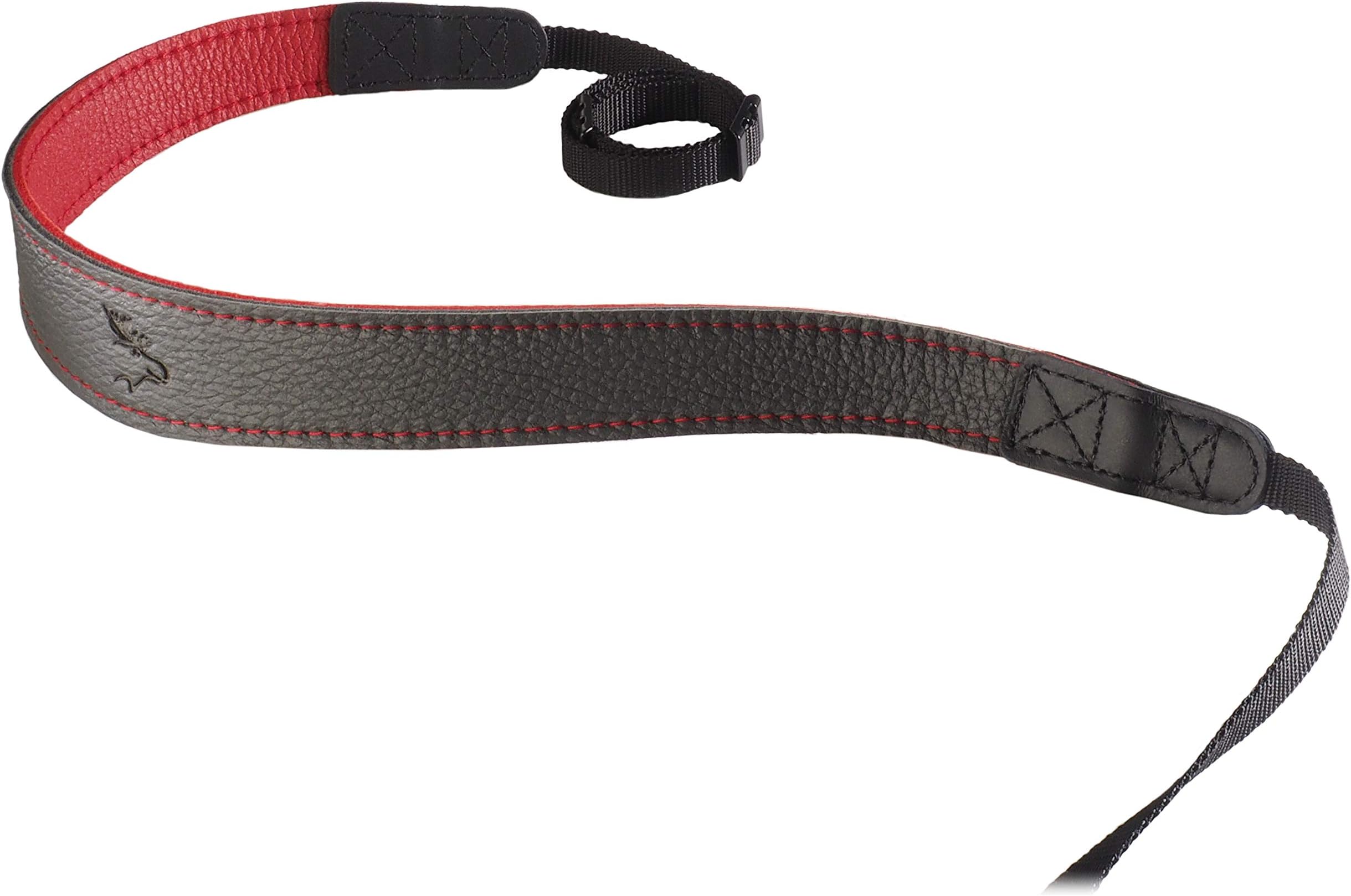 Eddycam 3511 Elk Leather Camera Neck Strap, 35 mm Anthracite/Chilli Pepper/Red Contrast Stitching