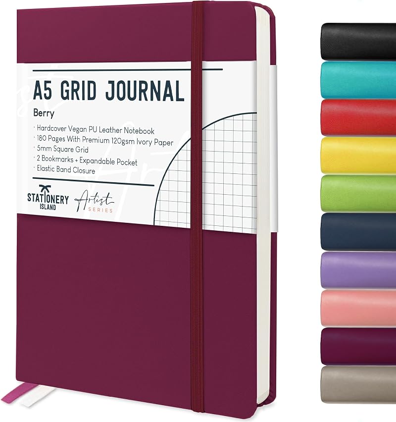 ISLAND A5 Squared Notebook 120gsm 180 Pages Hardback Grid
