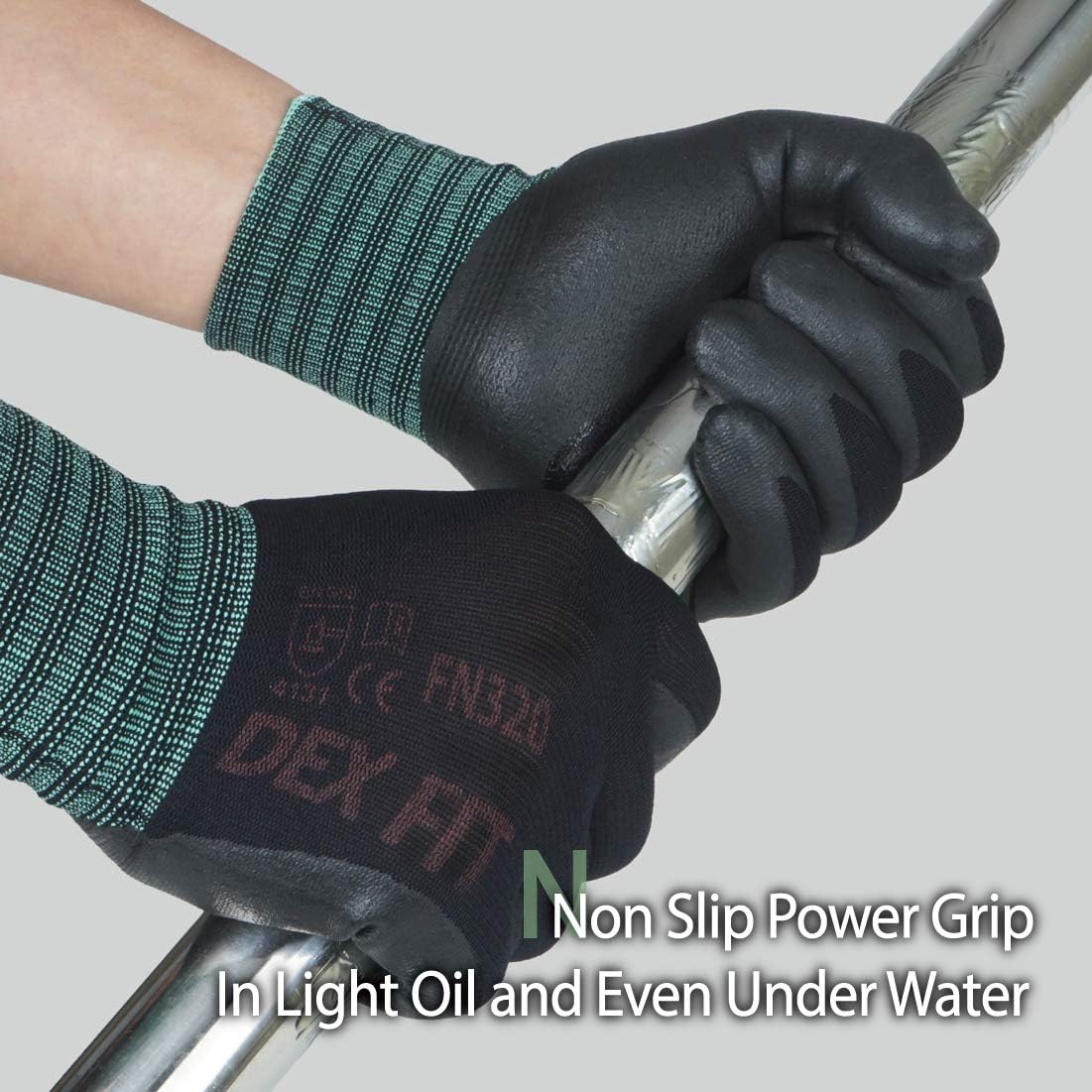DEX FIT Gardening Gloves FN320, 3D Comfort Stretch Fit, Power Grip, Durable Foam Nitrile Coated, Thin & Lightweight Premium Nylon, Machine Washable, Black Medium 3 Pairs - - 