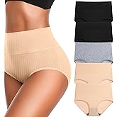 Women's High Waist Cotton Underwear Super Stretchy Briefs Full Coverage Panties Soft Women Panties 5-Pack