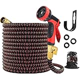 SYEENIFY Garden Hose 75FT, Expandable Hose with 10 Function Nozzle, Flexible Garden Hose with Enhanced Fabric, 3/4 Inch Solid
