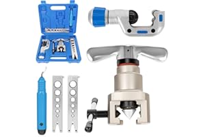NICE-WON HVAC Flaring Tool Kit 1/4'' - 3/4'' Pipe Flare Tool, 45° Eccentric Flaring Tool with Clutch, Pipe Cutter & Deburring Tool, Single Flare Tool for Soft Copper/Aluminum/Brass Steel Pipes(5 in 1 Kit)