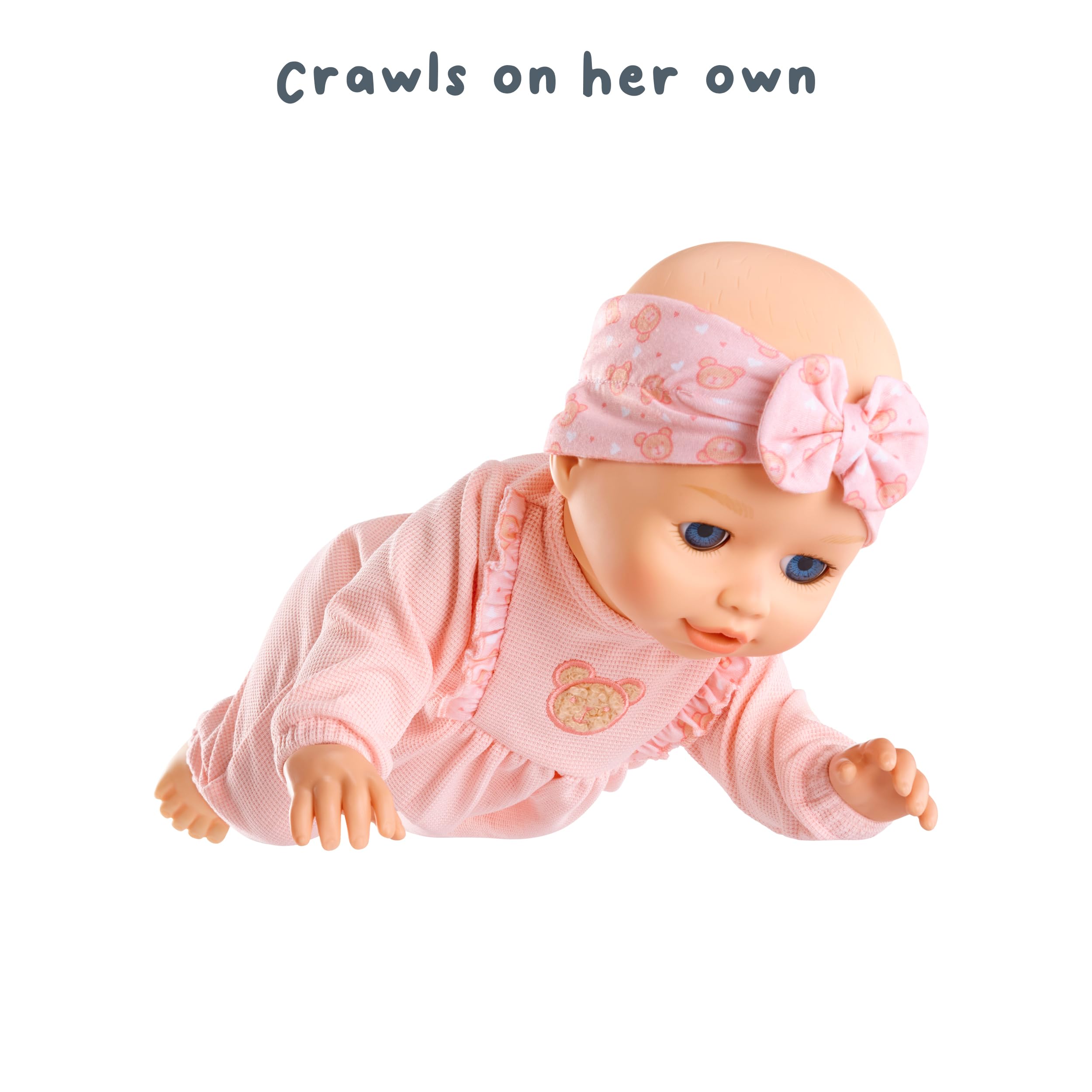 Baby Born Learn to Walk Baby Doll Annabell - Blue Eyes: Realistic Features for Kids Ages 3+, Walks, Crawls, Sits & Kicks, Eyes Open & Close, Multiple Sound Effects