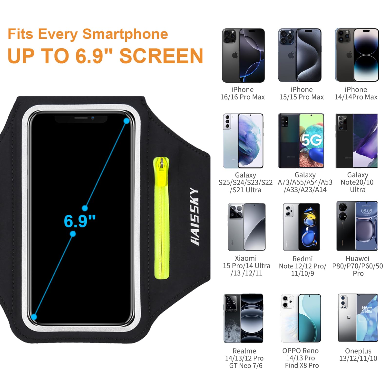 Sports Armband with Airpods Case, Mobile Phone Case Sport for iPhone 12 Pro/11/11 Pro/XR/XS/X/8 Plus/7 Plus/8/7/6s/6, Huawei P20 Pro/P30 Pro/Mate 20 Xiaomi, LG