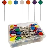 200Pcs Flat Head Sewing pins, Straight Pins with Flower Colored Heads, 2.16inch Quilting Pin for Sewing Supplies,Dressmaker, Craft, Fabric, DIY, Sewing Projects and Jewelry Decoration