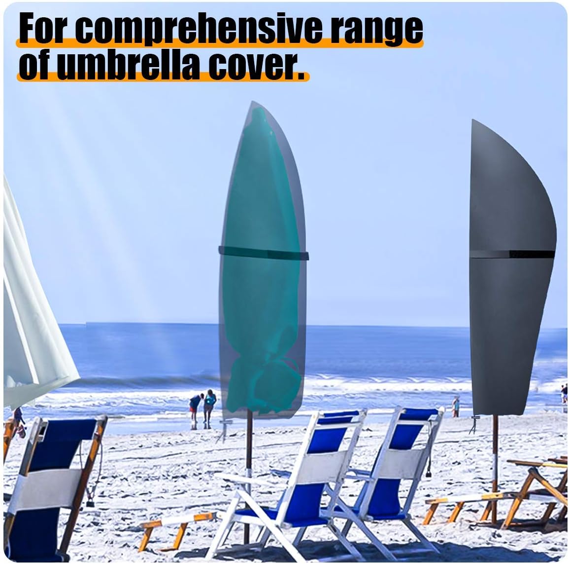 king do way Patio Umbrella Cover 600D Offset Umbrella Parasol Cover with Zipper 2M Push Rod for 9-11ft Umbrellas Durable Waterproof Anti-UV Windproof Outdoor Cover (600D): Kitchen & Dining