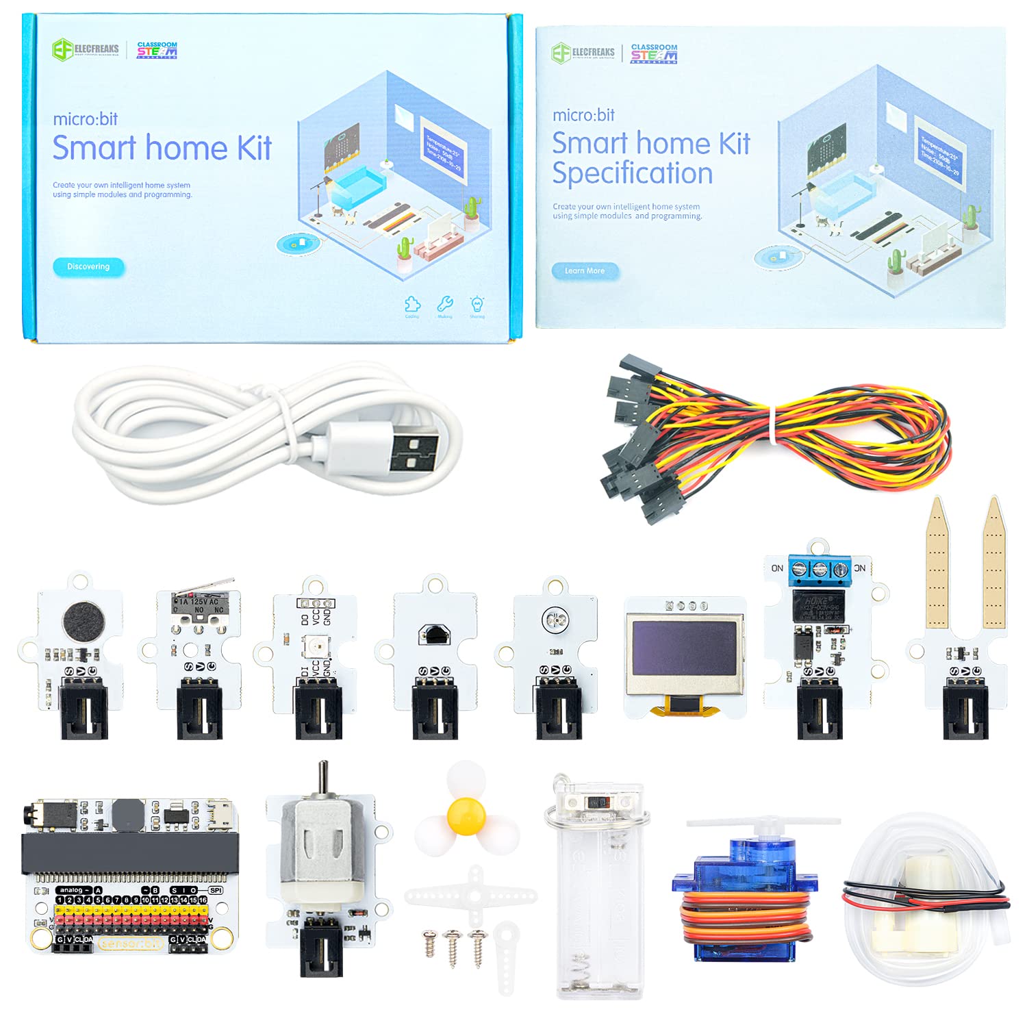 ELECFREAKS microbit Smart Home Kit Micro:bit Sensor Starter Kit Octopus Series Sensor, DIY Programming kit with Basic Coding Electronics Modules and Wiki Tutorial(Without Micro:bit)