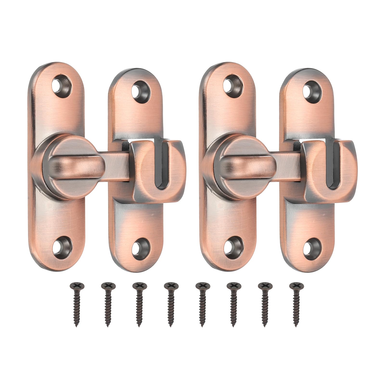 PATIKIL 2 Pack Flip Sliding Door Latch Safety Bar Gate Lock Hardware for Cabinet Bathroom Bedroom Garden, Copper Tone