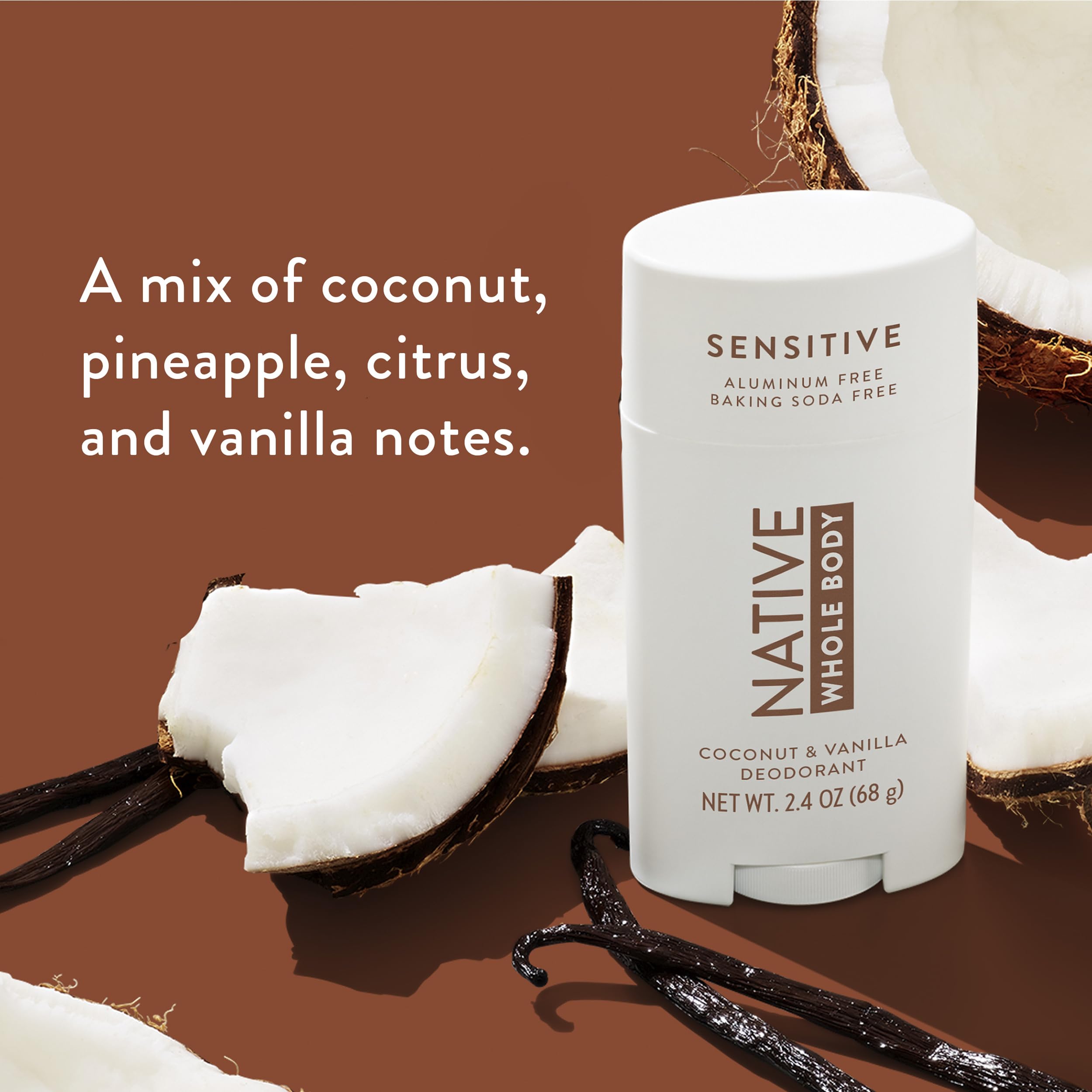 Native Whole Body Deodorant Stick Contains Naturally Derived Ingredients, Deodorant for Men and Women | 72 Hour Odor Protection, Aluminum Free with Coconut Oil and Shea Butter | Coconut & Vanilla