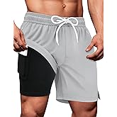 Sarfel Mens Swim Trunks 5 Inch Mens Bathing Suit with Compression Liner Men's Board Shorts Men's Swimwear Quick Dry Swimsuit