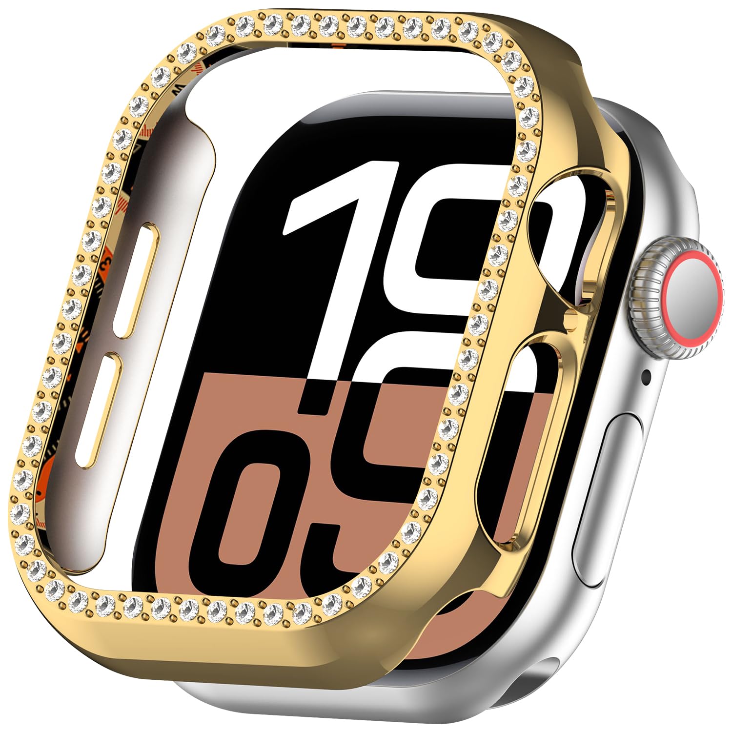 Miimall Bling Cover for Apple Watch Series 11/10, Glitter Diamante iWatch Series 10 Hard PC Bumper Cases, Sparkling Diamante Covers for Women Girls, Apple Watch 11 46mm Case-Gold