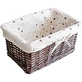 JLKIMZVO Handmade Woven Storage Basket Brown Large Household Wicker Basket Living Room Bedroom Bathroom Storage Basket Home Organization Fashion