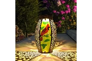 CHINZIMEI Solar Lanterns Outdoor Hanging Light - Solar Powered Cardinal Glass Lights Decorative Waterproof Tabletop Lampwith Hollowed-Out Design for Indoor Yard Table Patio Garden Pathway Holiday