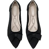 AHZEHRSE Women's Flats Shoes Comfortable Slip On Shoes Classic Dressy Pointed Toe Bow Knit Ballet Flat