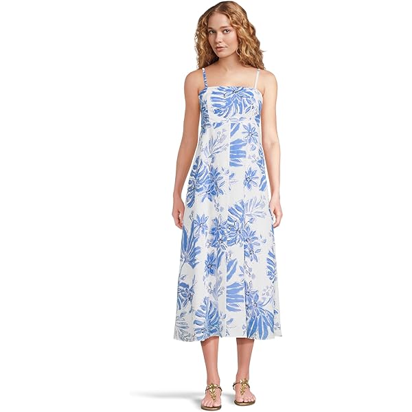 chinese dress ladies Lilly Pulitzer Hadly Smocked Cotton Maxi Amalfi Blue Leaf It Wild MD at  Amazon Women's Clothing store